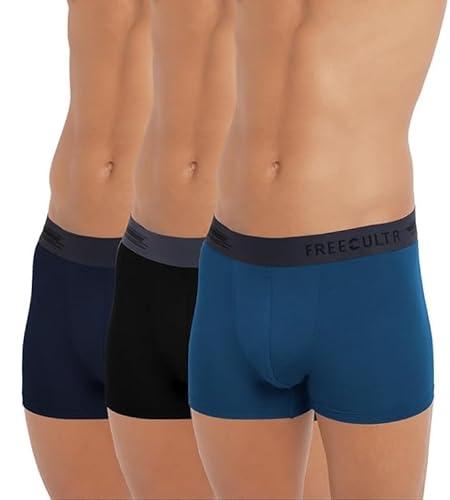 freecultr men's underwear anti bacterial micromodal airsoft trunk - non itch no chaffing sweat proof - size xl pack of 3-pot black,prussian blue,midnight blue