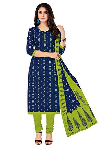 miraan women cotton unstitched dress material (san1402, blue, free size)