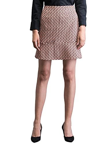 fablestreet women's polyester geometric print peplum mini skirt (brown) (34) (sk042brwn-34)