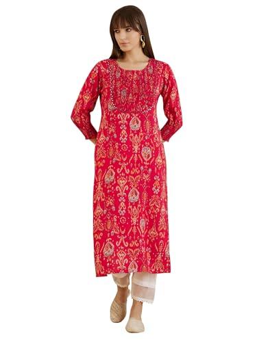 indo era magenta printed straight kurta (kt0rp6162_medium)