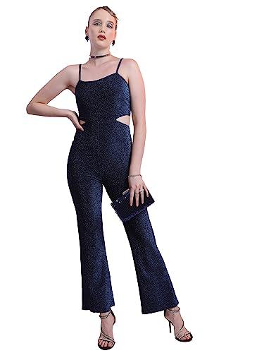 ketch polyester blend womens fashion wear party fit jump suit standard length dress (khjs000026_blue/black_xl)