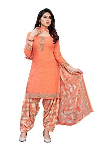 yashika women's crepe dress material (olive orange free size)