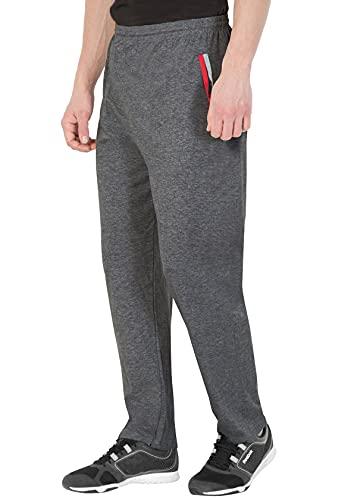 fflirtygo men's cotton track pants, joggers for men, men’s leisure wear, night wear pajama, grey with zip pockets for sports