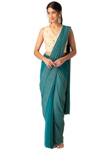 indya women's georgette saree (iss00063_green)