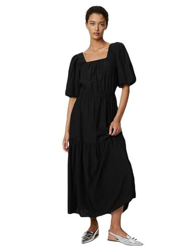 marks & spencer women's modal fit and flare midi dress (t427878black_black