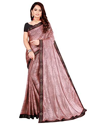 saadhvi women's pink lycra printed saree with unstithed blouse(fl-coconut13, free size)