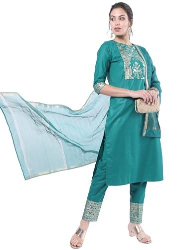 ketch women's polyester kurta set (khk3000234_green