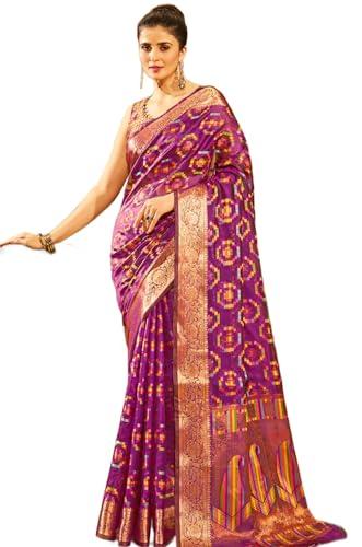 swornof women's kanjivaram banarasi silk saree for patola festival wedding silk with rich pallu design sarees for women with blouse piece