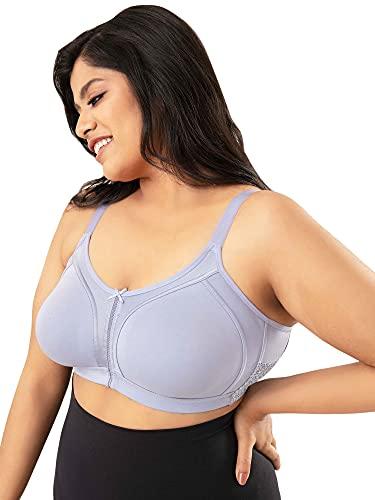 nykd by nykaa women’s full support m-frame heavy bust everyday cotton bra | non-padded | wireless | full coverage| bra, nyb101, light blue, 36c, 1n