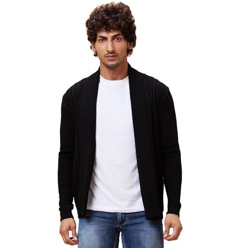 globus men black solid open front shrug-3638149002