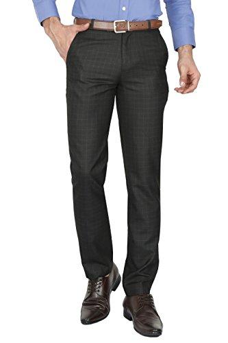 mchenry men's black checkered regular fit wrinkle free formal trousers(black6968-40_color:black_size:40)