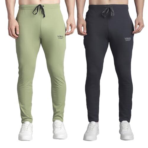 vimal jonney solid multicolor regular fit polyster lycra trackpant for men-pack of 2(vimal635677)