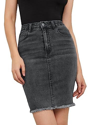 kotty womens cotton lycra blend solid above knee skirt charcoal grey