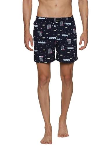 don vino men's printed cotton regular boxer shorts black