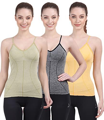 amour secret women lightly padded camisole green,grey,yellow free size - pack of 3 (s2023)