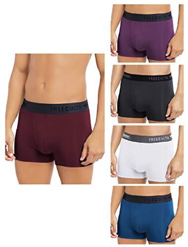 freecultr men's underwear anti bacterial micromodal airsoft trunk - non itch no chaffing sweat proof - sangria wine,trippy violet,ash grey,cloud white,midnight blue size s pack 5