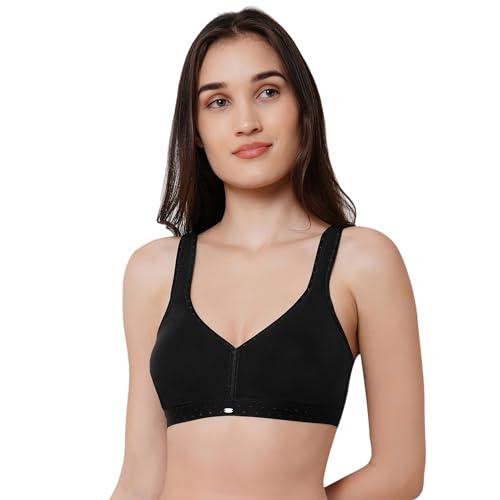 soie women non padded non-wired full coverage stretch cotton t-shirt bra black