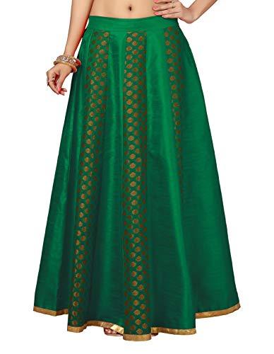 studio shringaar women's readymade brocade maxi skirt lahenga (free size,green)