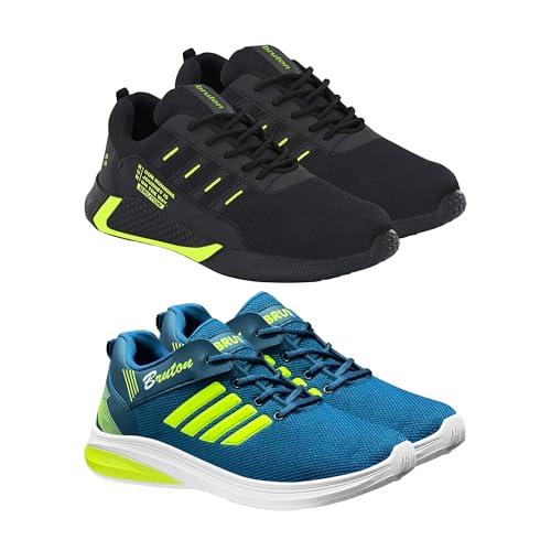 bruton men's running shoes- pack of 2 (black- blue)