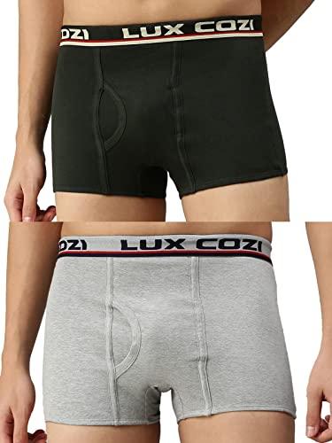 lux cozi bigshot men's pack of 2 dark grey & grey melange semi long trunk (size : 80cm)