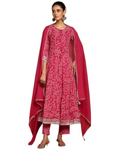 indya women's cotton kurta sets (rcd00432_pink_m)