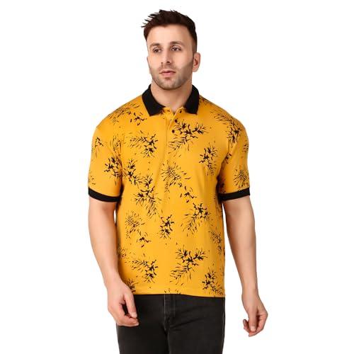 printed men polo neck yellow t-shirt mts100-yellow_m