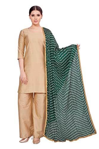 studio shringaar women's vegan silk bandhni dupatta (42" x 2.5 meters,green)