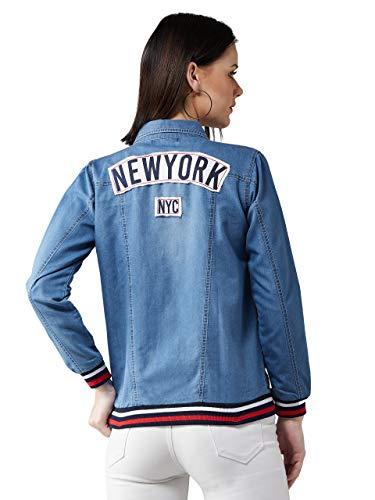 dolce crudo women's light blue denim solid bomber jacket(doss19den05-30-158-03,light blue,small)