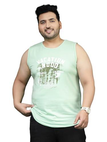 rigo cotton printed plus size vest for men | round neck, slim fit, sleeveless plus size t-shirt vest for men - perfect for workouts gym, vacations, and beaches mint green