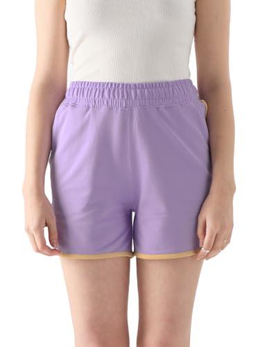 the souled store deep lavender lounge shorts women lounge shorts sweatshorts women's sweat shorts athletic lounge gym running workout french terry cotton drawstring elastic waist casual comfortable