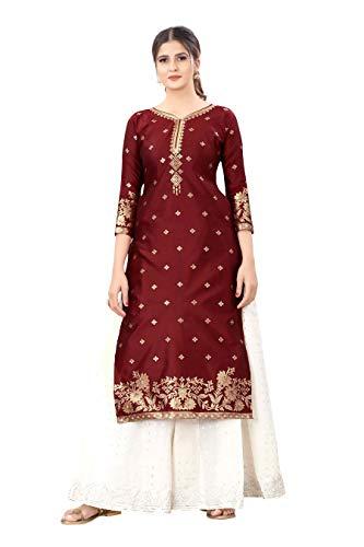 silk land women's woven design red soft silk unstitched dress material (szdmrd-15)