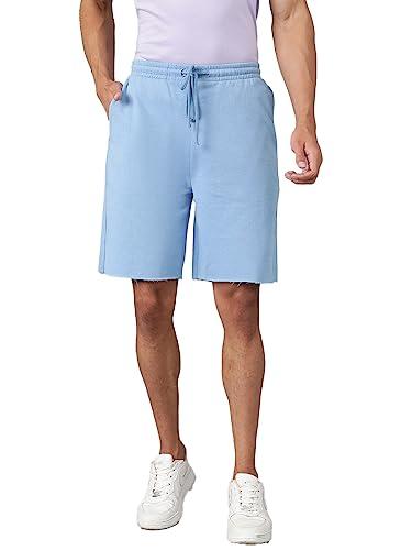 kotty solid men casual shorts sky blue