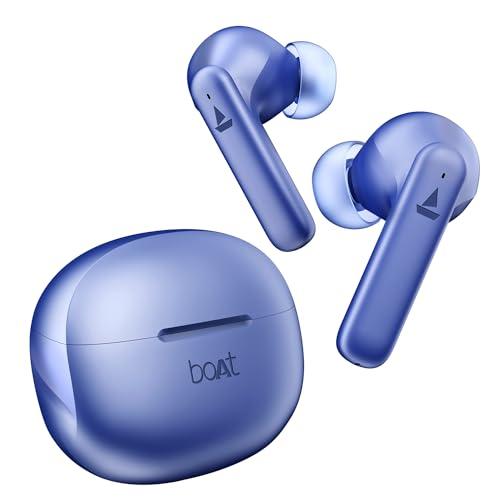 boat airdopes 170 tws earbuds with 50h playtime, quad mics enx™ tech, low latency mode, 13mm drivers, asap™ charge, ipx4, iwp™, touch controls & bt v5.3(tranquil blue)