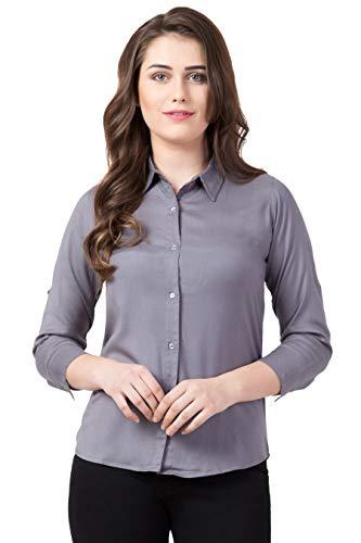 funday fashion women's long sleeve all purpose shirt (large, grey)