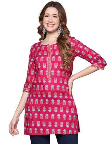 rytras women's printed straight kurti(pink,l)