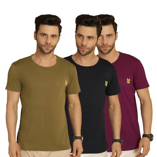 vimal jonney solid multicolor round neck cotton half sleeves tshirt for men(pack of 3)-vimal634976