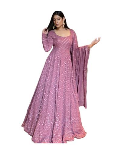 women's salwar suit set omkar textile's light purple georgette designer gown with dupatta (ready to wear) for wedding, evening,party, brthday etc. (xxx-large)