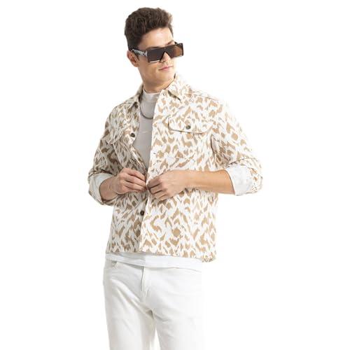 snitch beige cotton abstract jacket