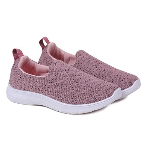 asian melody-71 casual loafer with lightweight extra cushion slip-on sneaker shoes for women & girl's mauve