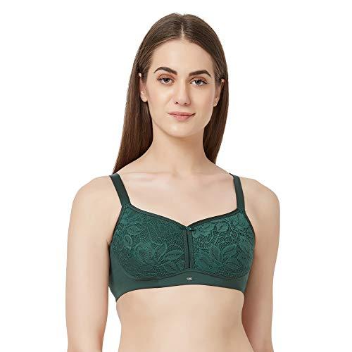 s.o.i.e. women's cotton non-padded wire free t-shirt, full-coverage bra (fb-705green-jungle_36dd_green_36)