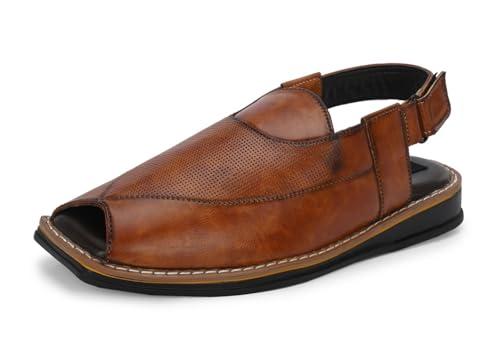 mactree tan vegan leather fisherman sandals for men - 10 uk