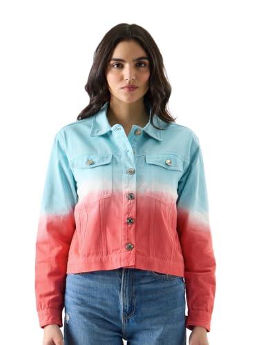 the souled store tss originals: coral blue women denim jackets jackets winter coats outerwear bomber puffer windbreaker hooded quilted lightweight warm stylish fashionable casual trendy classic