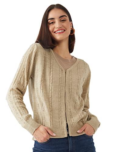 zink london beige embellished women's cardigan