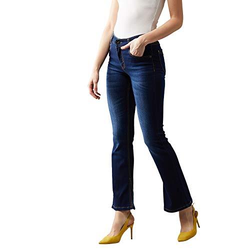 dolce crudo women's blue bootcut mid rise regular length denim stretchable jeans(doss18den02-19-115-32,blue,32)