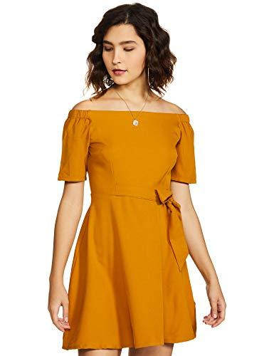 faballey women's synthetic a-line mini dress (drs02998_yellow_large)