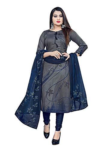 rajnandini women's grey cotton printed unstitched salwar suit material