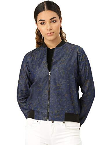 style quotient women 3/4th sleeve floral jacket-xs-indigo blue