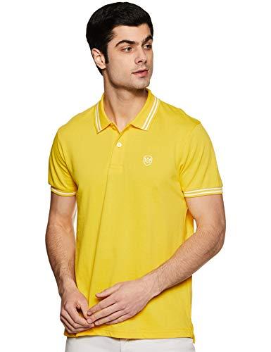 max men's half sleeves slim fit solid polo (yellow_xl)