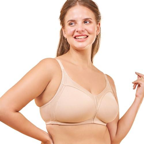 enamor ab75 m-frame jiggle control full support supima cotton bra - non-padded, wirefree & full coverage paleskin