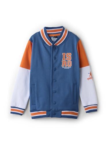 the souled store isro: mission moon boys cotton varsity jackets boys cotton varsity jacket baseball-style for children sporty bomber classic coat athletic style casual striped jersey contrast